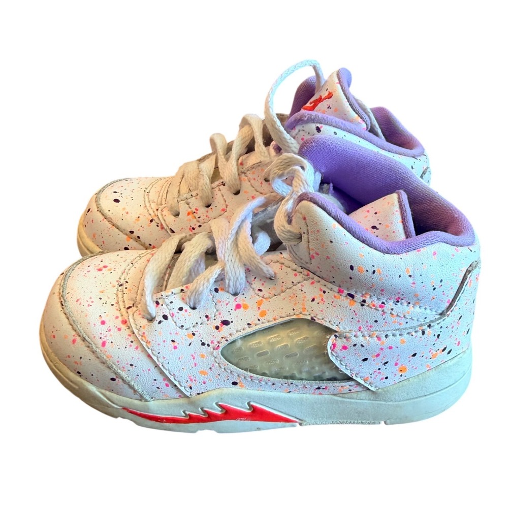 Jordan 5 Retro Easter White Paint Splatter Toddler Shoes CT1700-100 7C